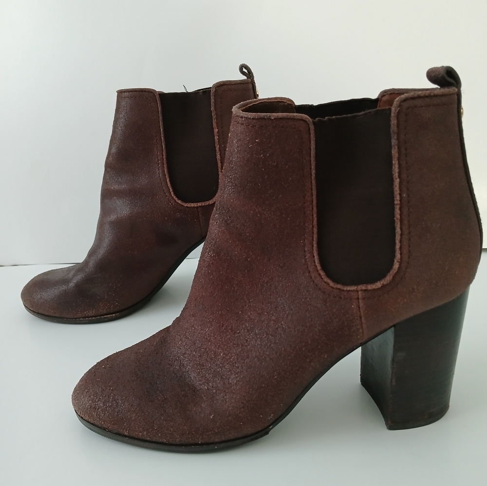 Tory Burch Margaux 90MM Bootie Distressed Suede Women's Size 9.5 Chelsea